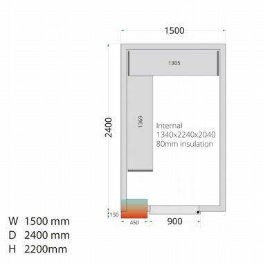 CRPF1524 Coldroom (showing optional shelving)