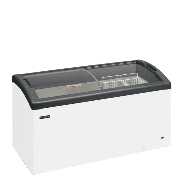 Elcold FOCUS 151 GREY Sliding Curved Glass Lid Chest Freezer
