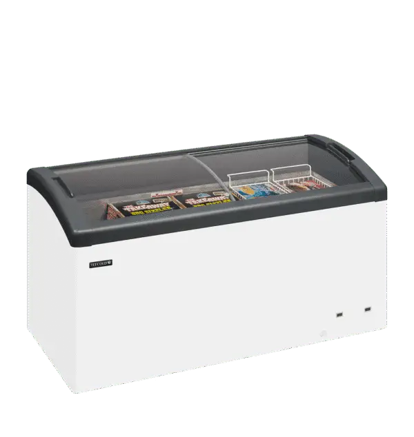 Elcold FOCUS 151 GREY Sliding Curved Glass Lid Chest Freezer - Image 2