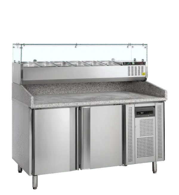 PT1200 + GVC38-150 Pizza Table with Topping unit