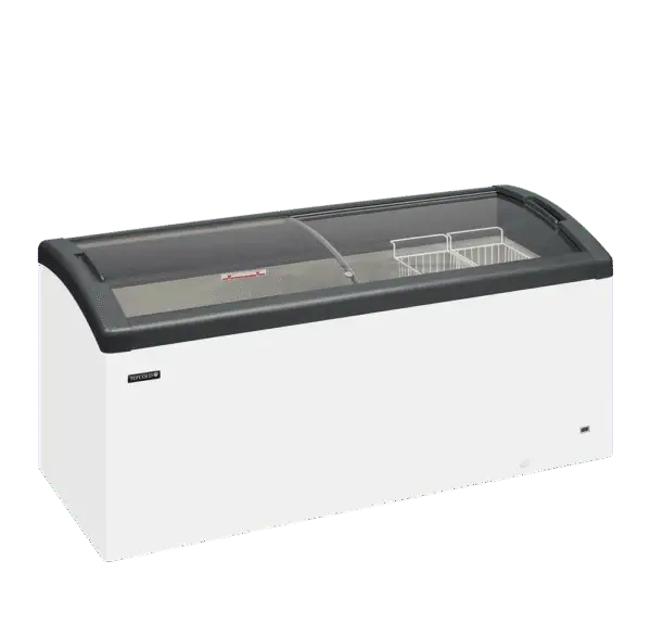 Elcold FOCUS 171 GREY Sliding Curved Glass Lid Chest Freezer