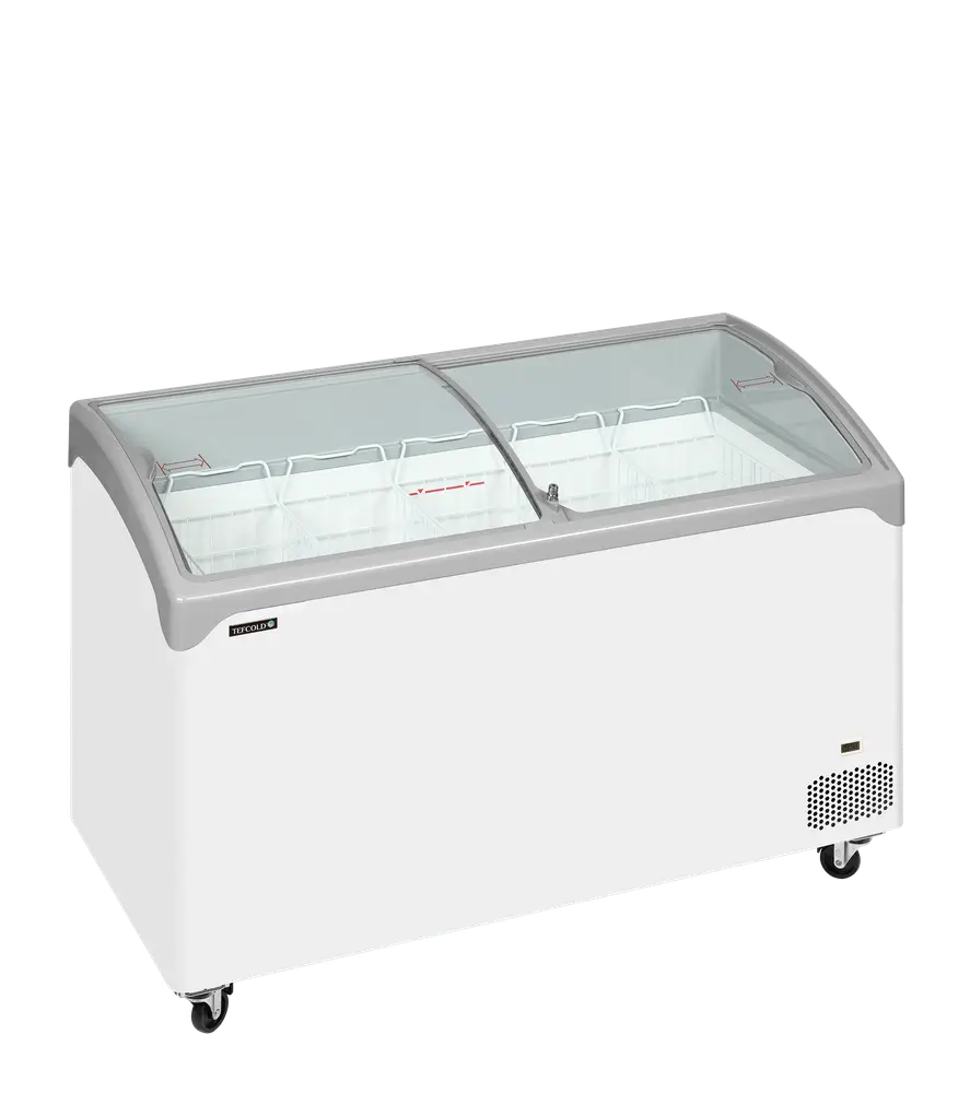 TEFCOLD NIC401SCEB Sliding Curved Glass Lid Chest Freezer
