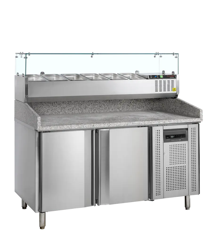 PT1200 + GVC38-150 Pizza Table with Topping unit