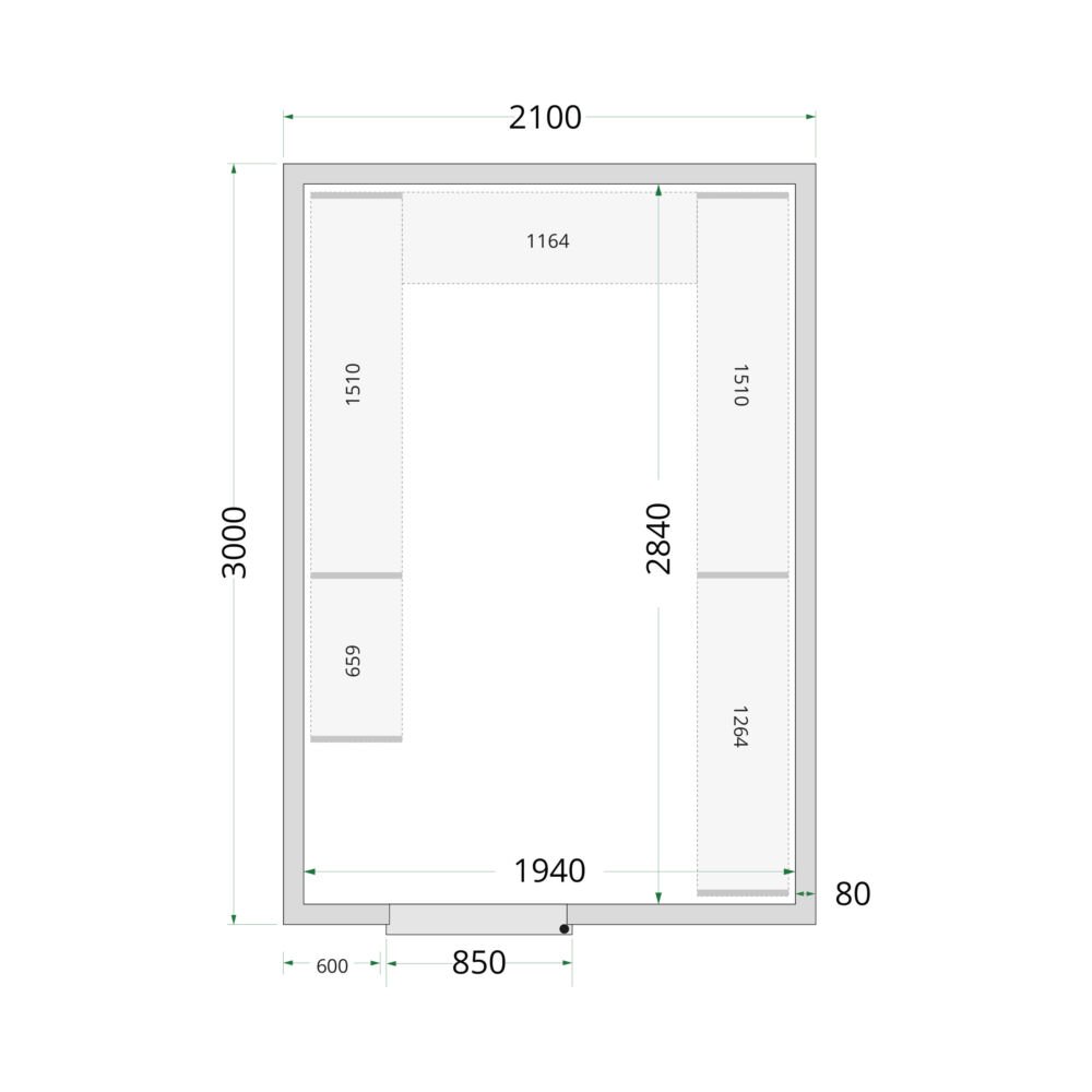 TEFCOLD Cold Room 210x300x220 WD Cold Room Panels 80 mm