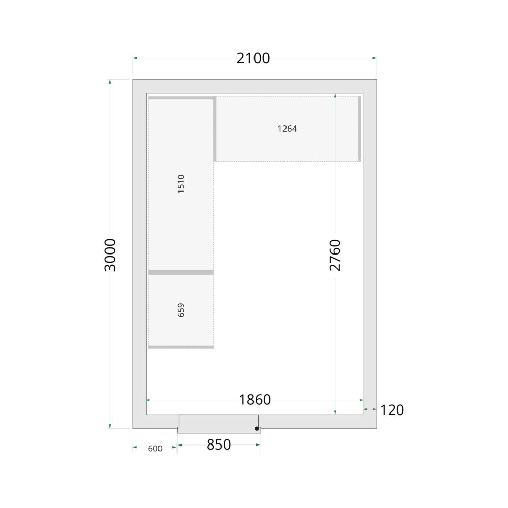 TEFCOLD Cold Room 210x300x220 WD Coldroom Panels 120 mm