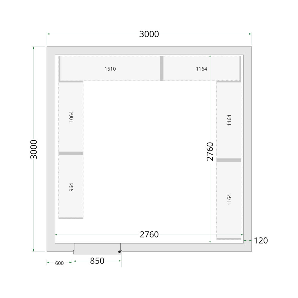 TEFCOLD Cold Room 300x300x220 WD Coldroom Panels 120 mm